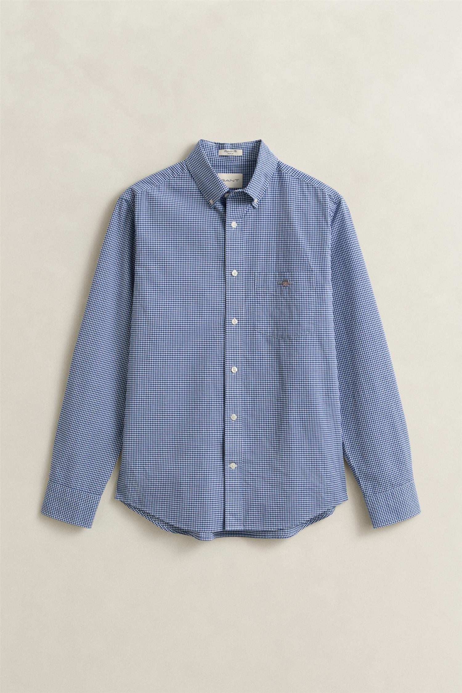 Reg Classic Poplin Gingham Shirt College Blue