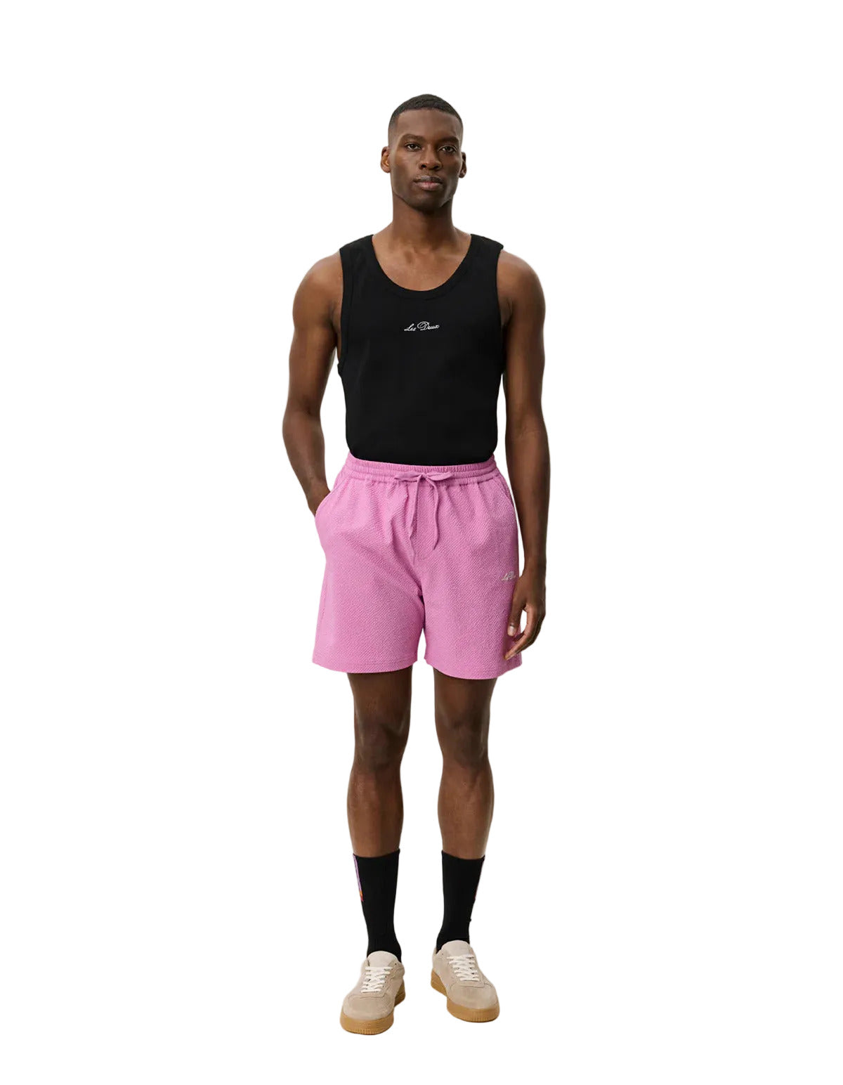 Stan seersucker swim shorts Crocus Pink