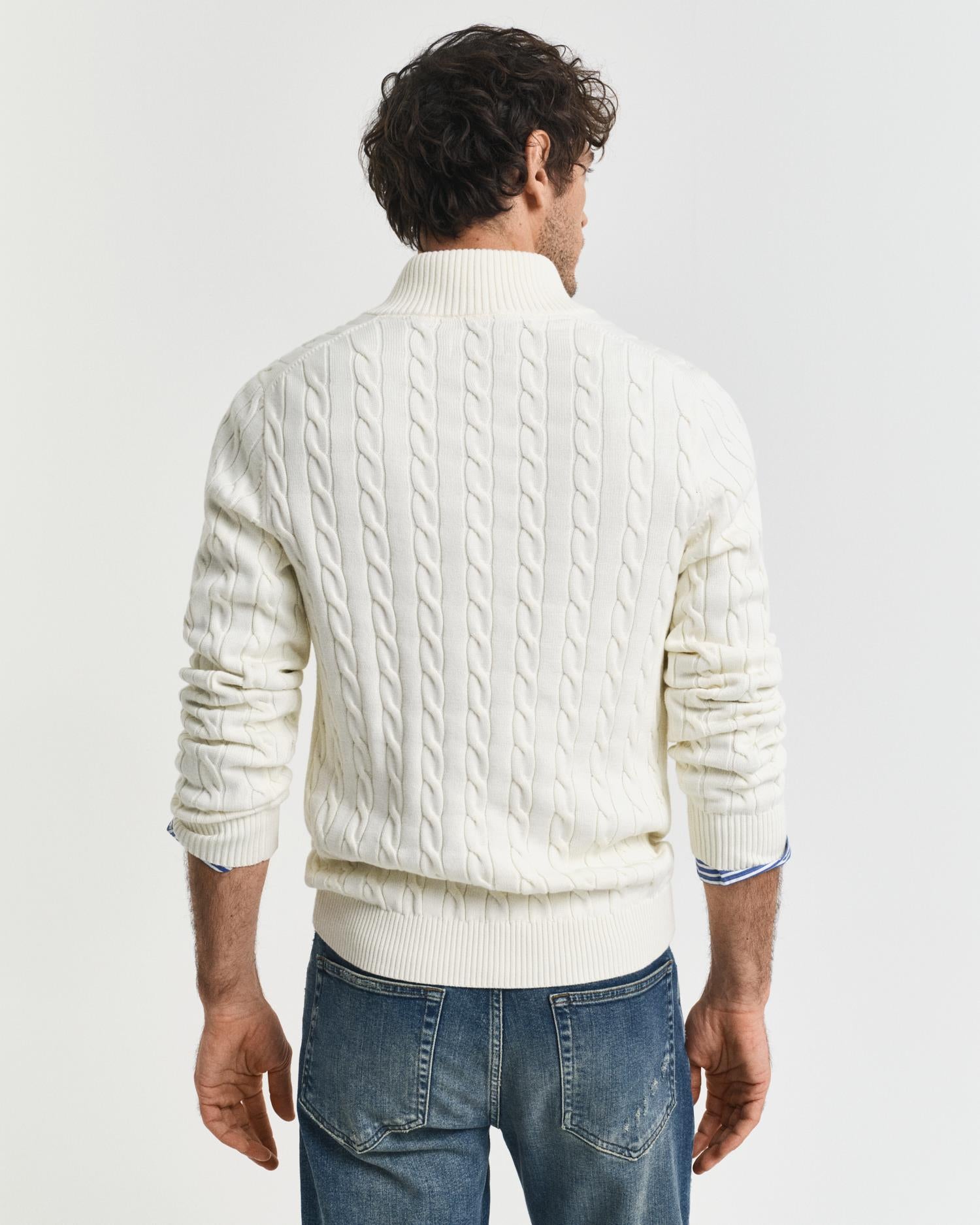 Cotton Cable Half Zip Cream