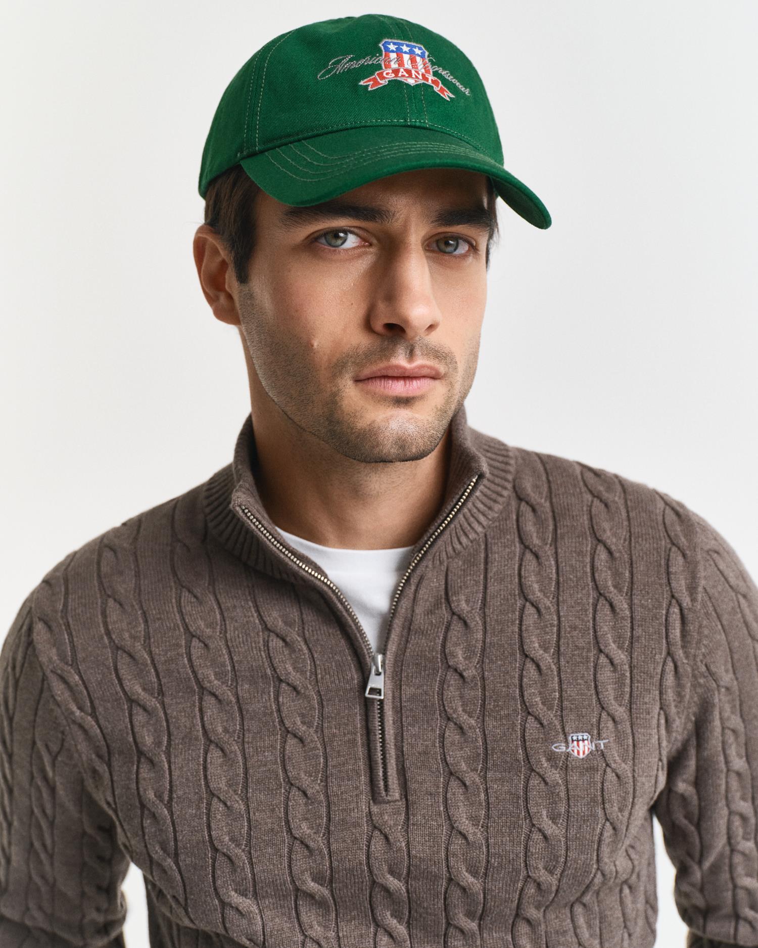 Kabelstrikket Genser Med Half-Zip Seawood Melange