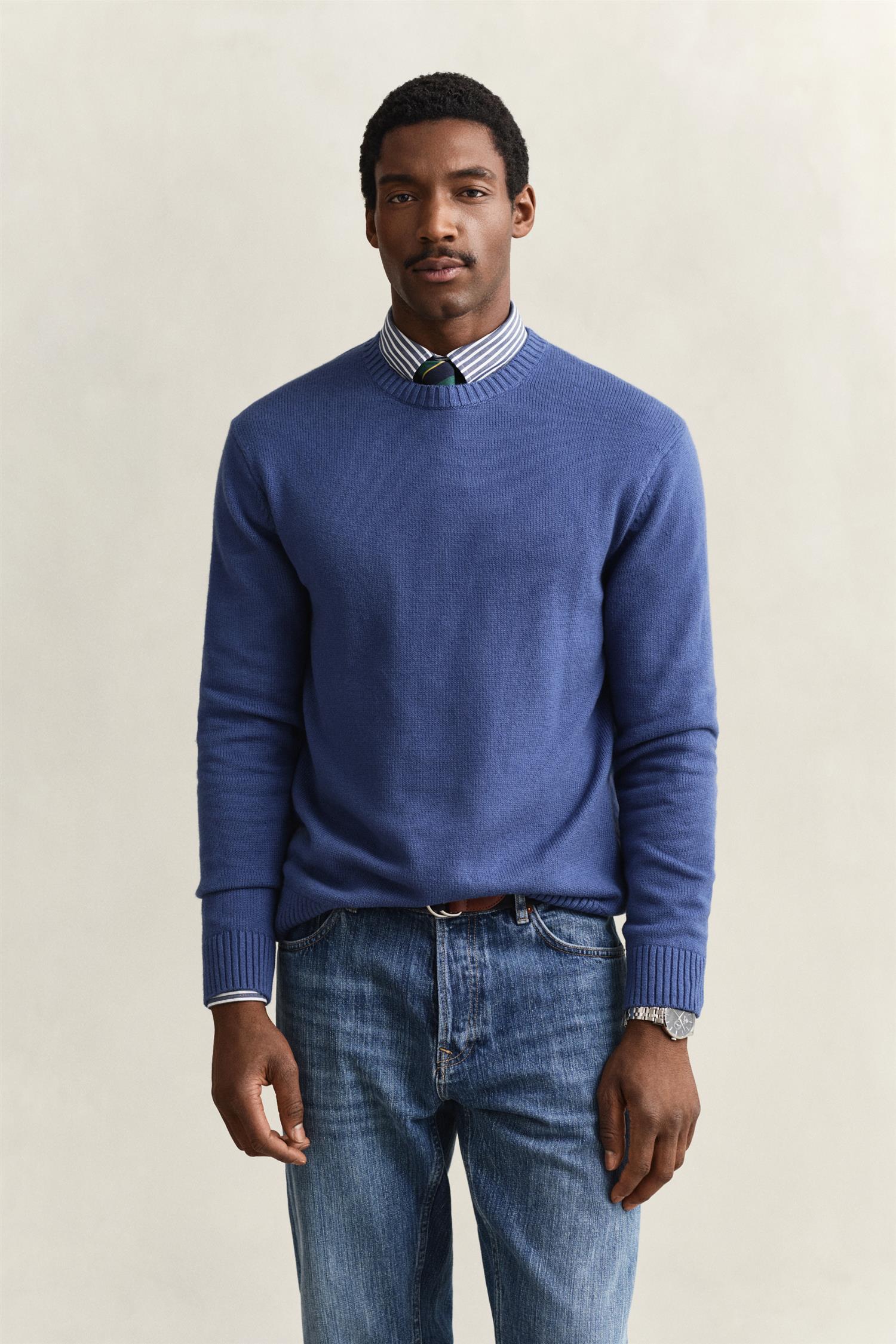 Cotton Blend C-Neck Vintage Blue