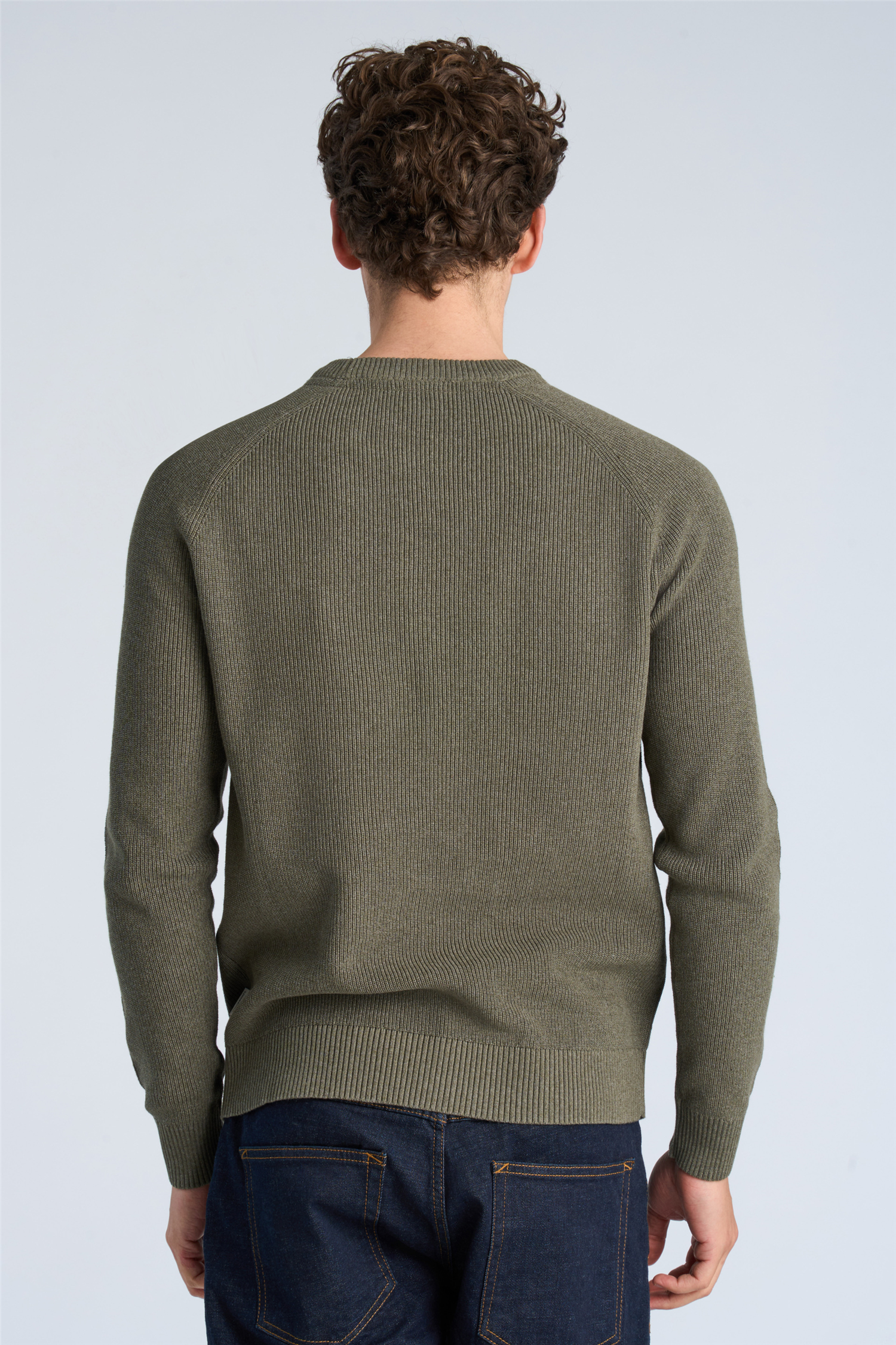 Ribbed L/s O-Neck Knit Army