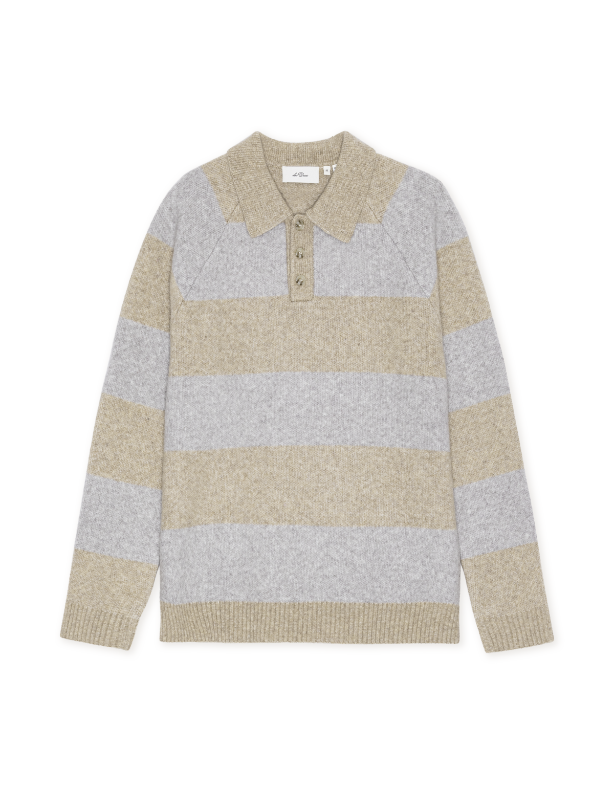 Striped Melange Knitted Polo Light Sand Melange
