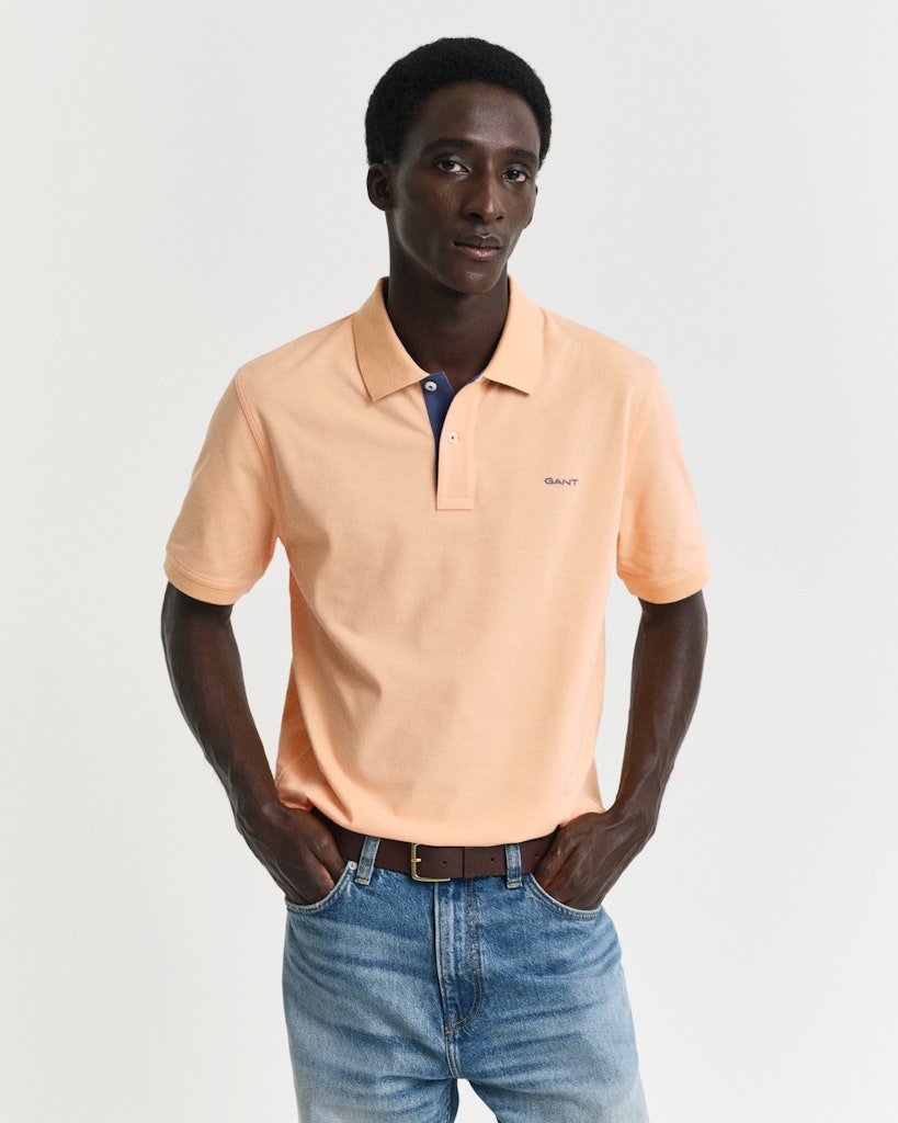 REG CONTRAST PIQUE SS POLO Peachy Orange