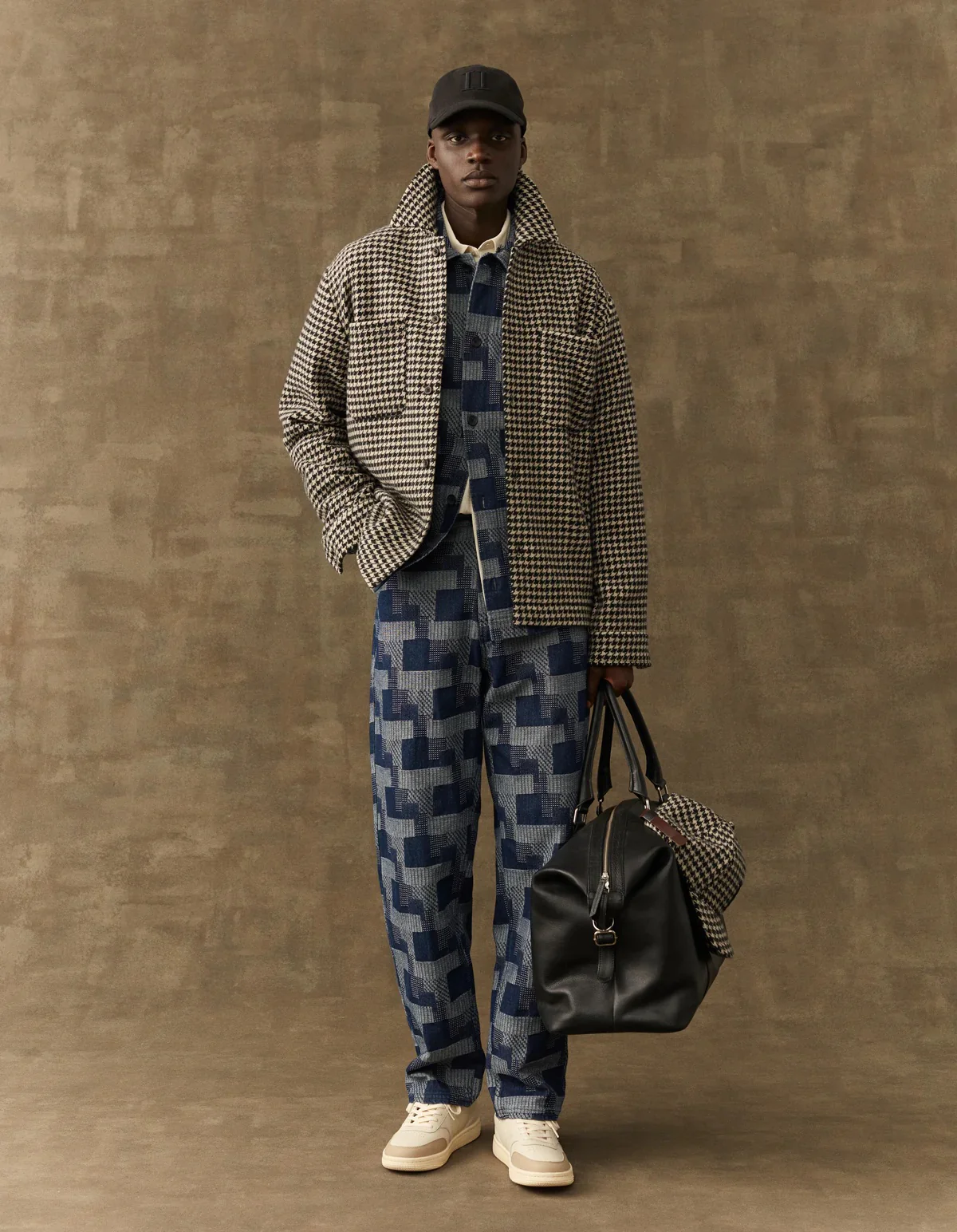 Milian houndstooth overshirt Black