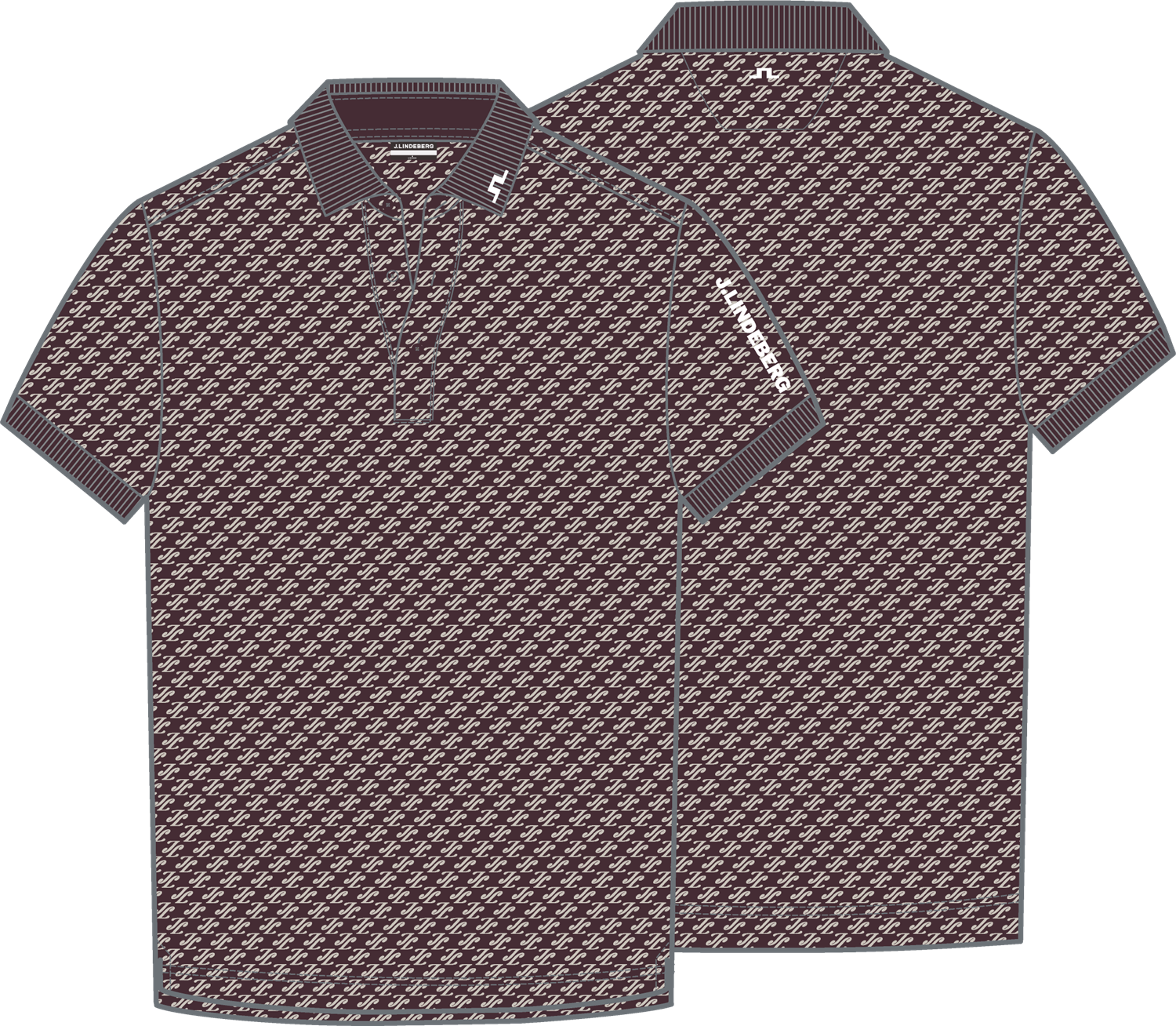 Tour Tech print polo Burgunder