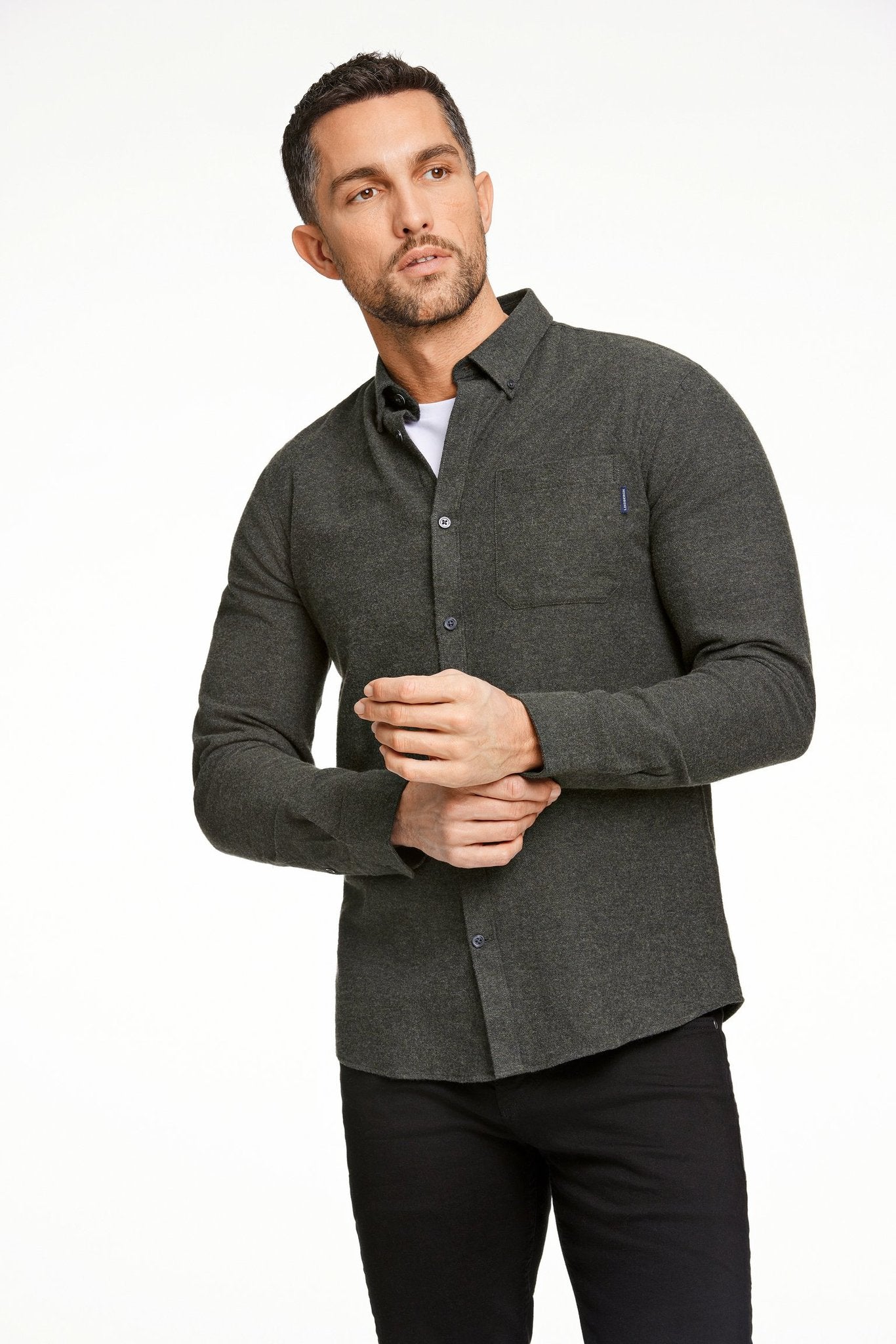 Brushed twill shirt L/S Army