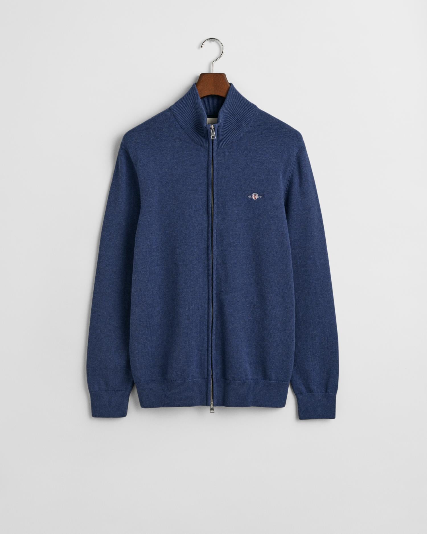 Bomullscardigan Med Glidelås Dk Jeansblue Melange