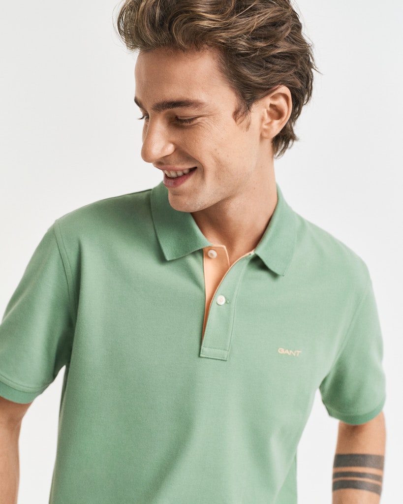 REG CONTRAST PIQUE SS POLO Kalamata Green