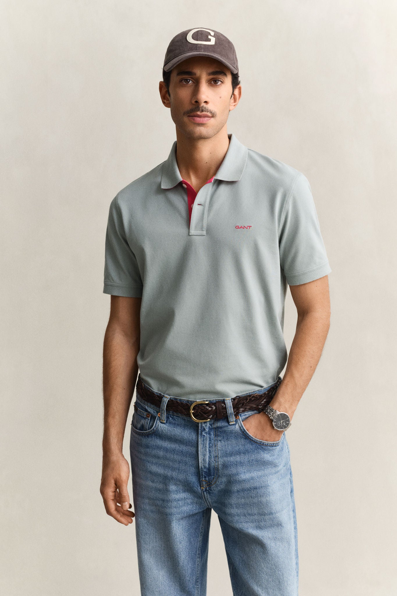 Contrast Polo Shirt Ceramic Grey