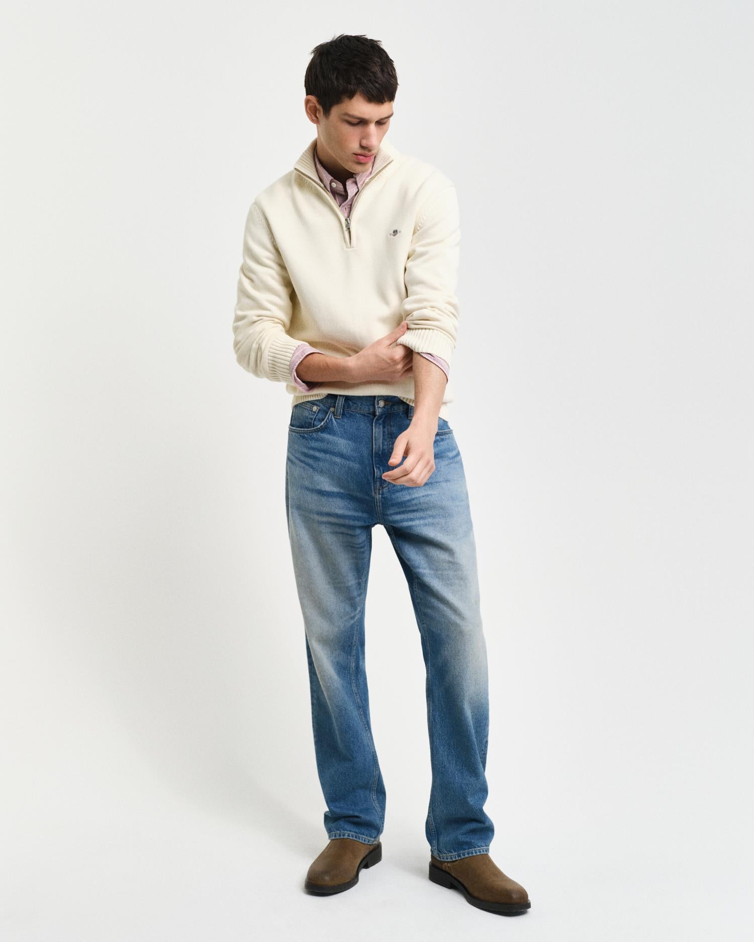 Bomullsgenser Med Half-Zip Cream