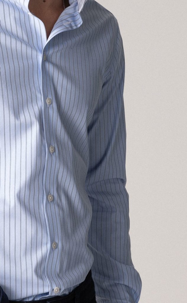 The white collar bold navy stripe Navy Stripe