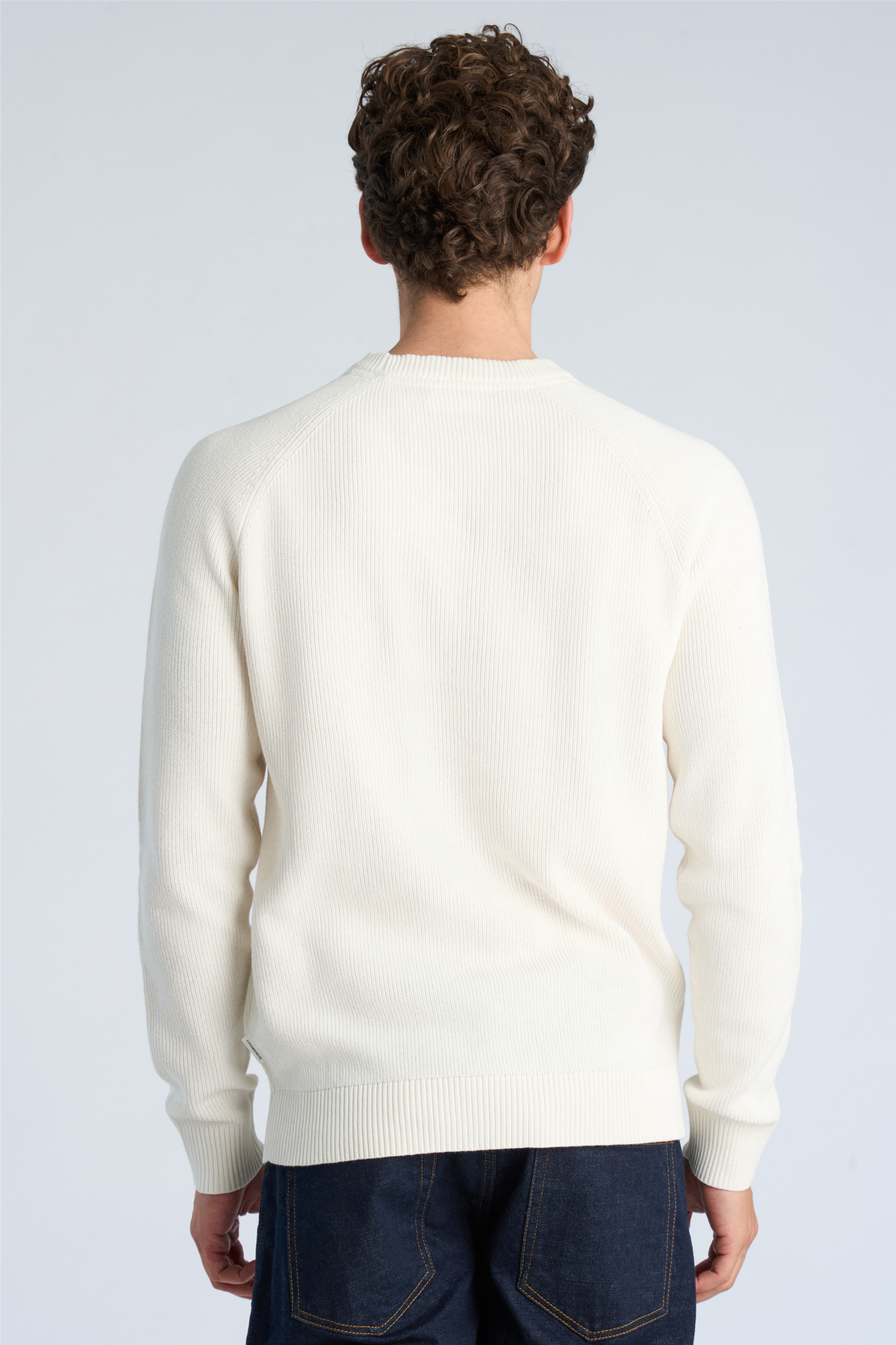 Ribbed L/s O-Neck Knit Off White