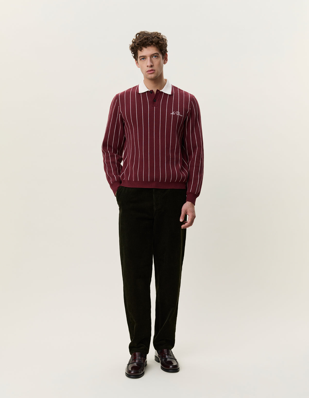 Signature Knitted Ls Polo Chocolate Truffle Red