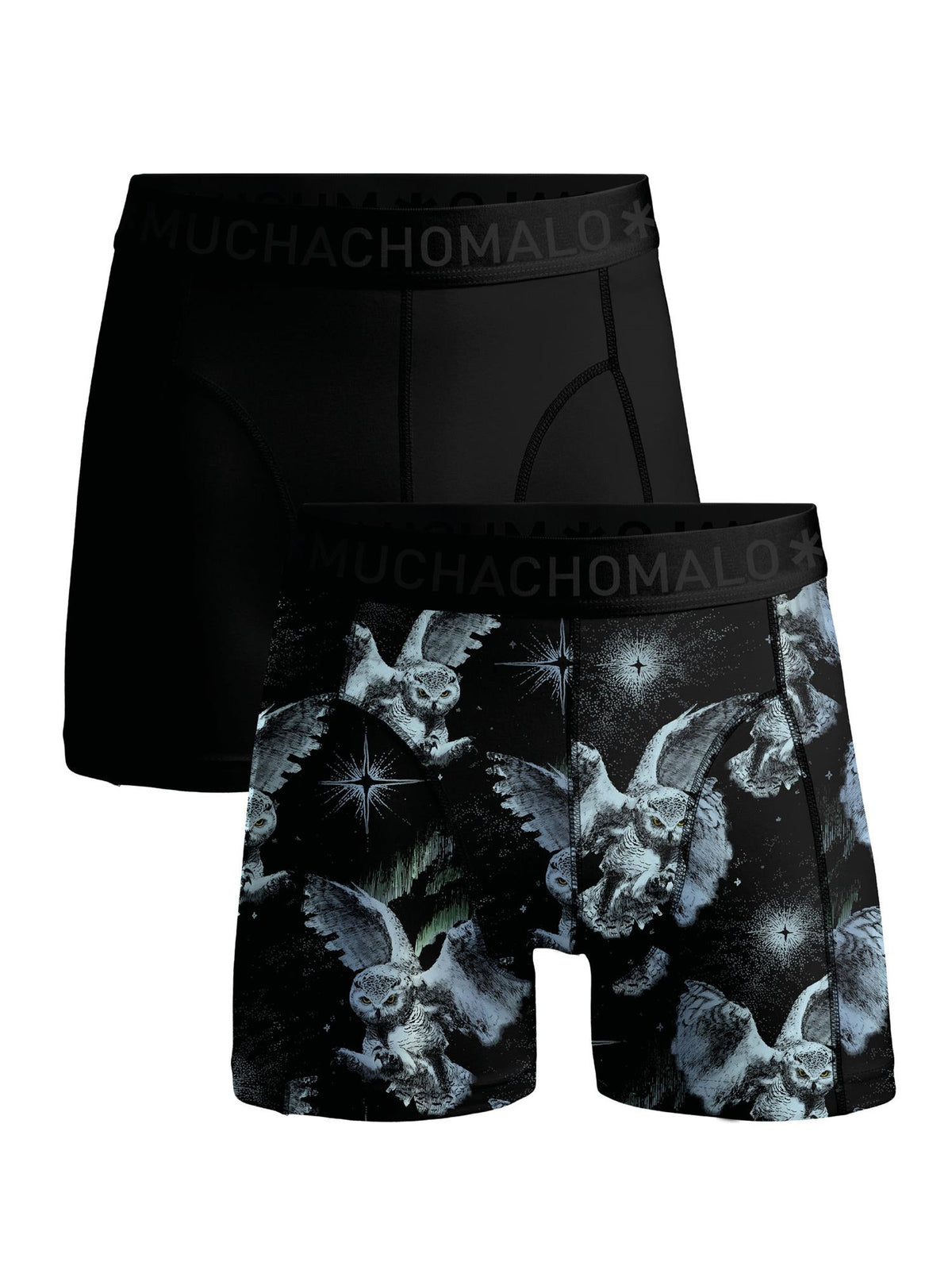 1010 Snow Owl 01 2pk Boxer Pr/solid Cm Print/Black