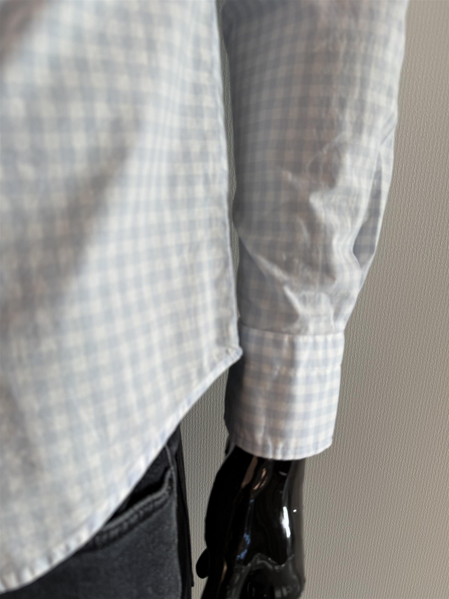 Reg classic poplin gingham BLÅ