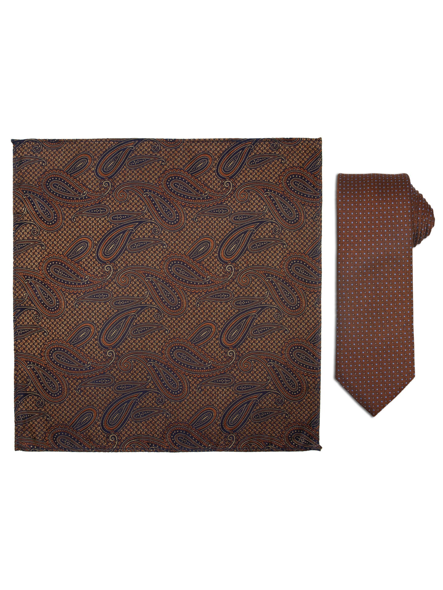 Santi silkeslips+lommetørkle Cognac