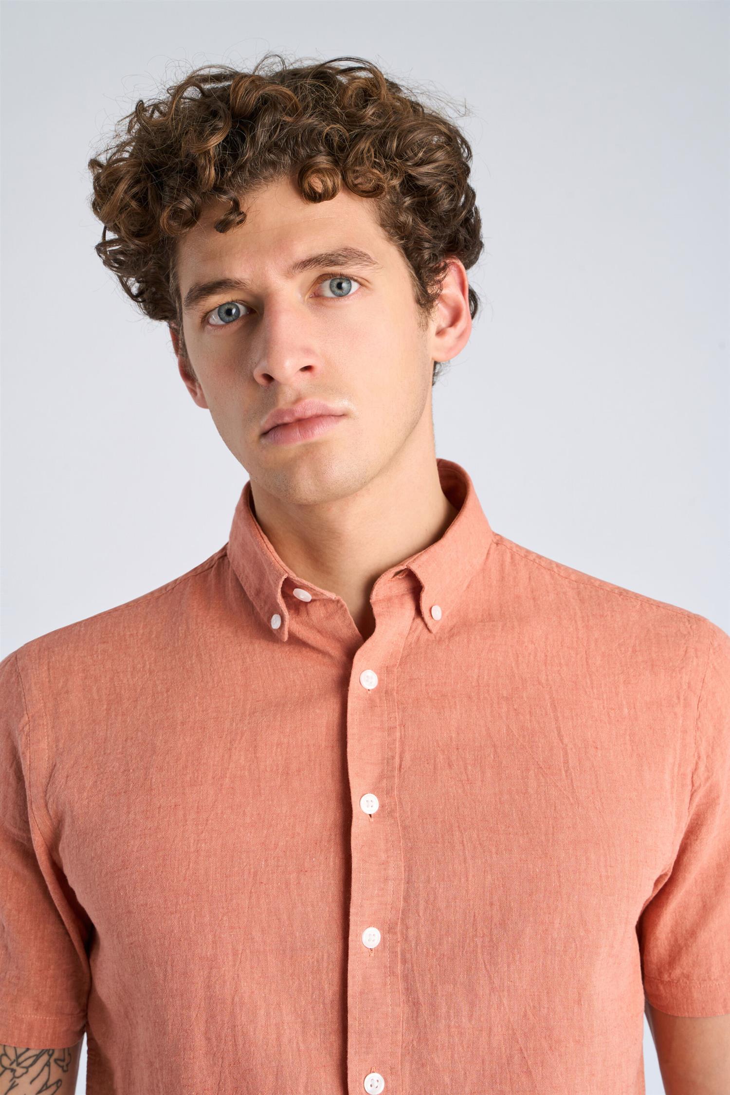 cotton/linen shirt S/S Soft Coral