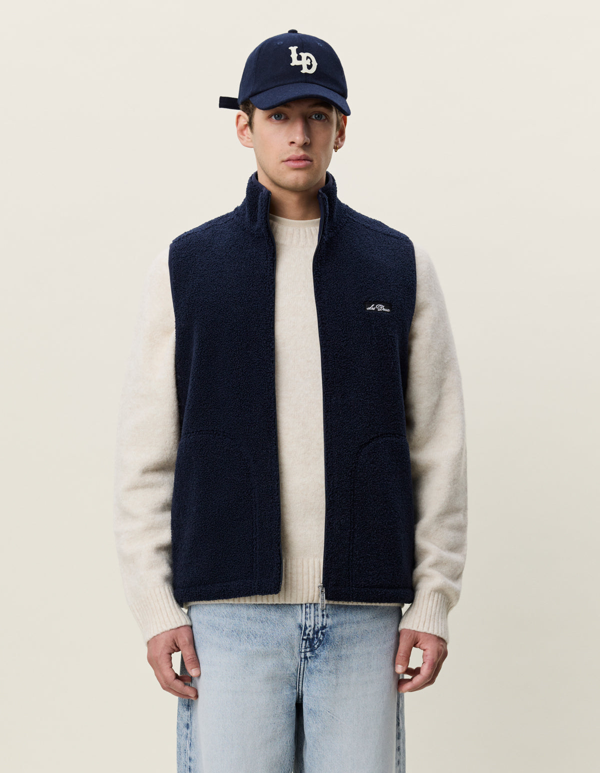 Patch Teddy Vest Dark Navy Blue