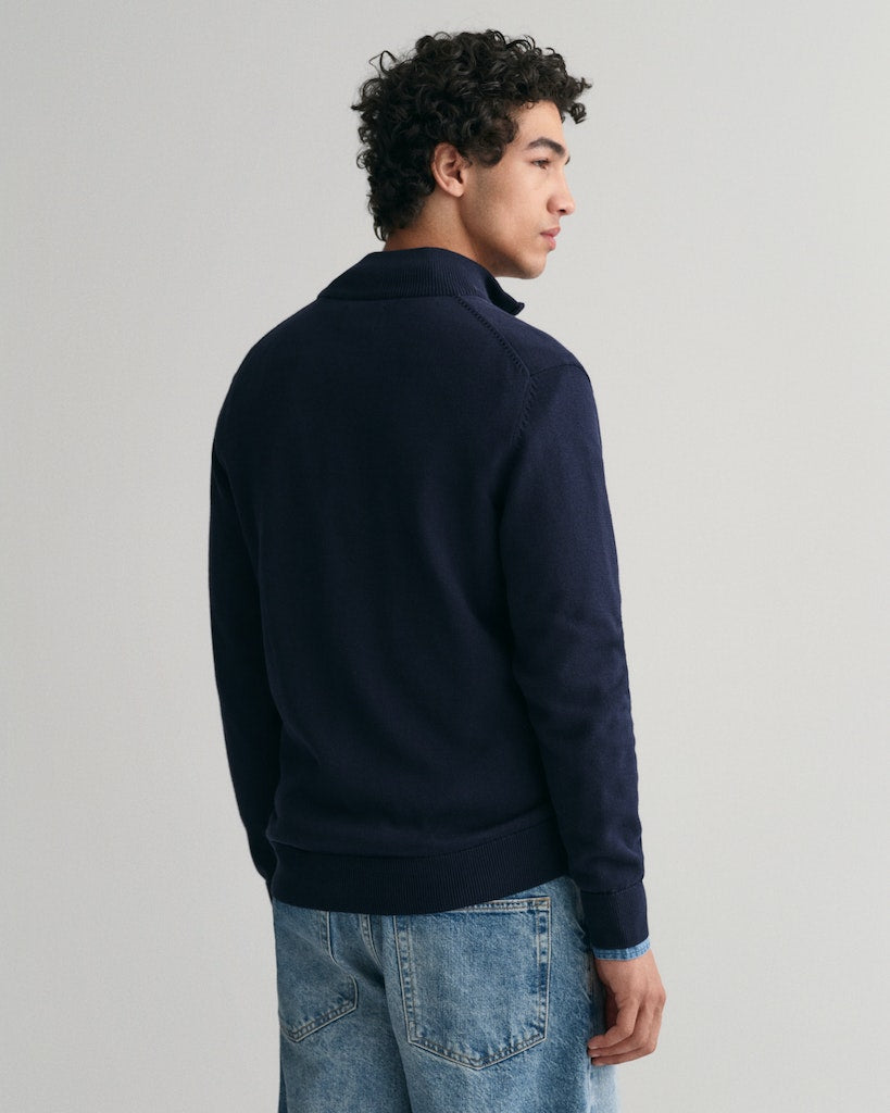 CASUAL COTTON ZIP CARDIGAN Evening Blue