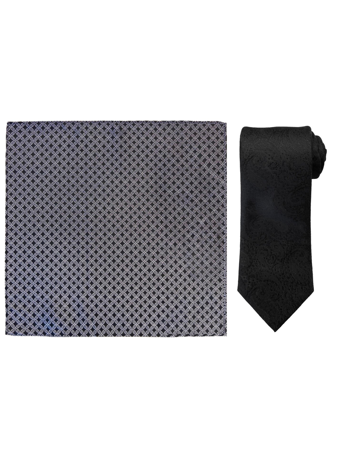 Santi silkeslips+lommetørkle Sort