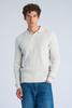 Ribbed L/s V-Neck Polo Off White