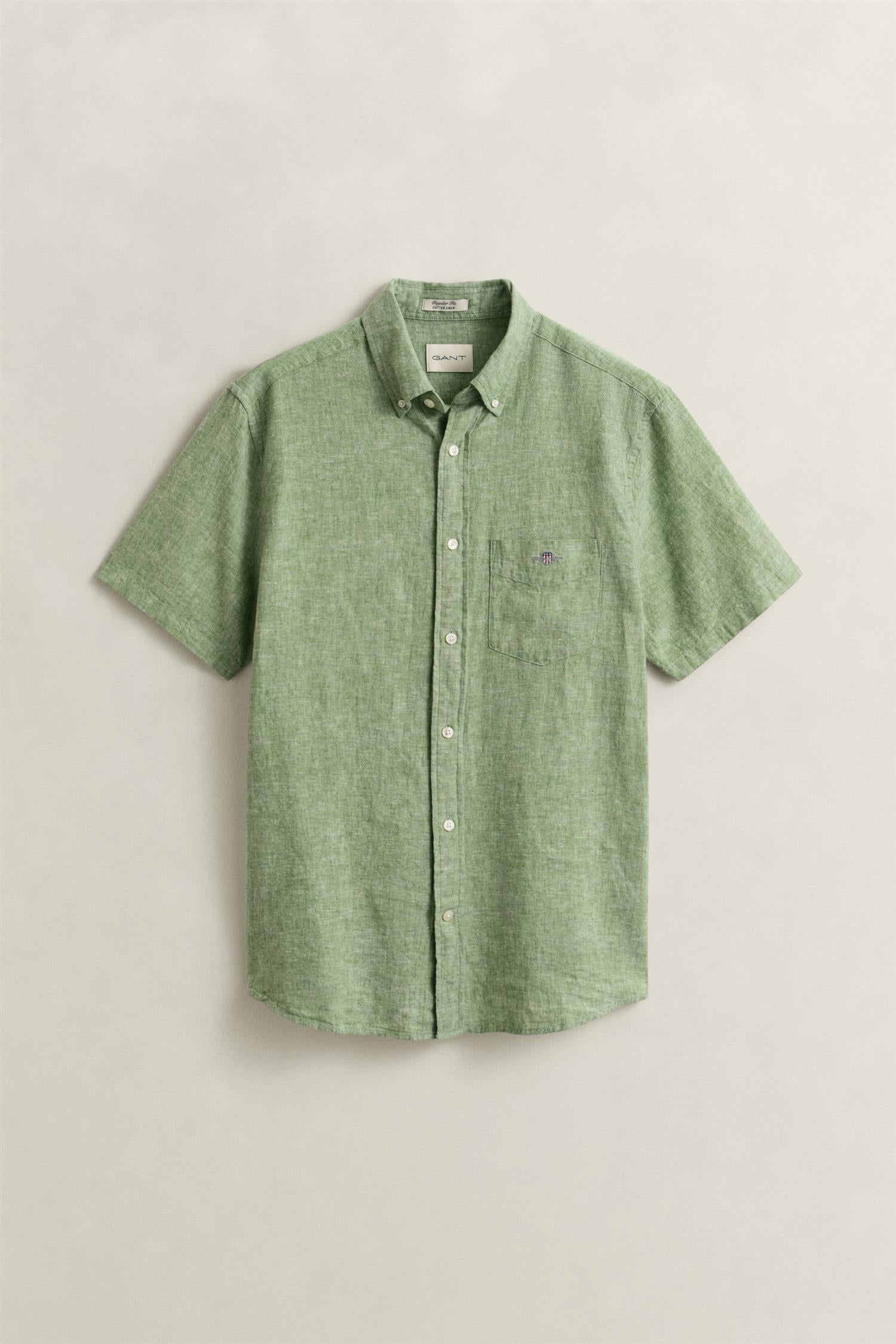 Reg Cotton Linen Ss Shirt Herb Green