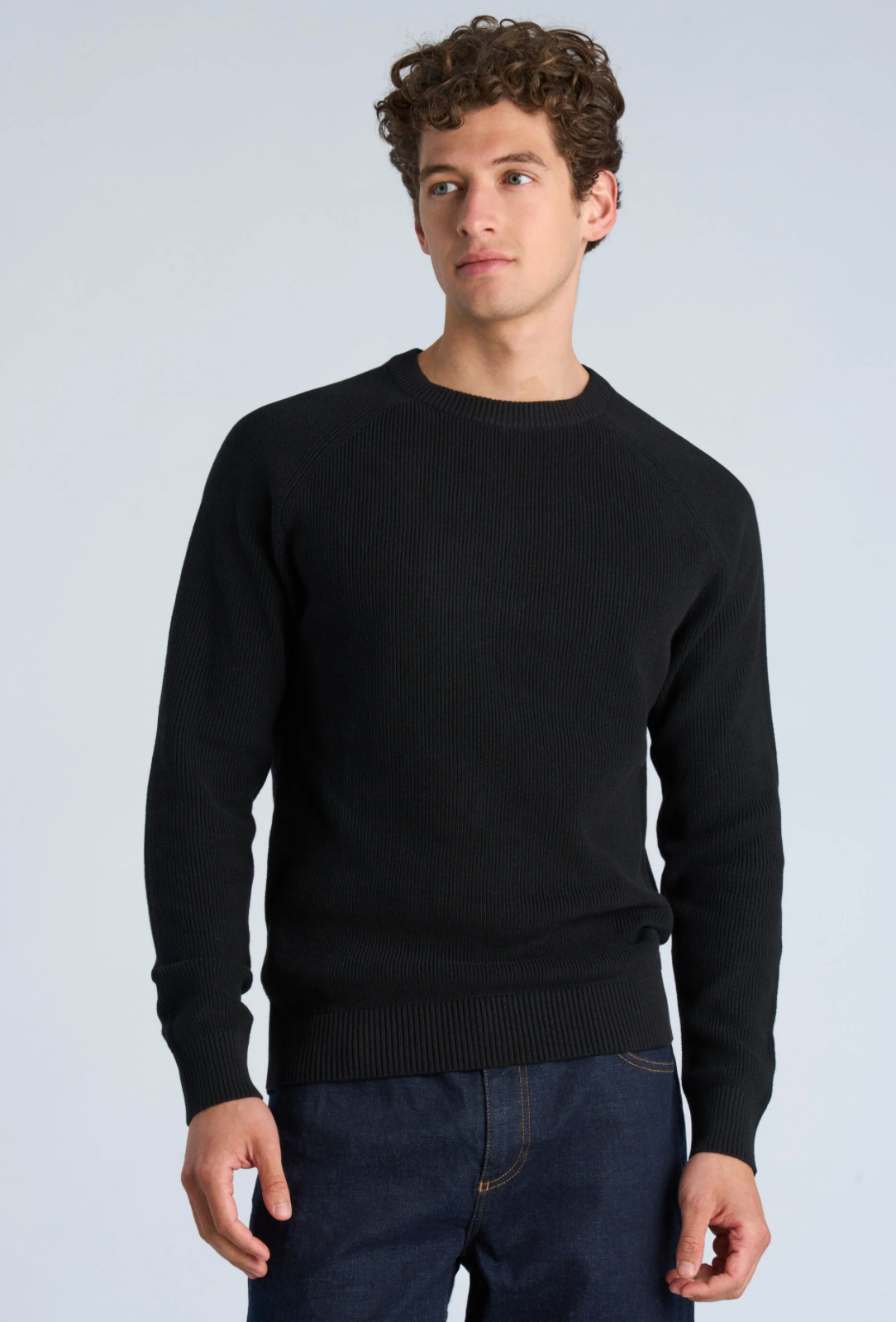 Ribbed L/s O-Neck Knit Black