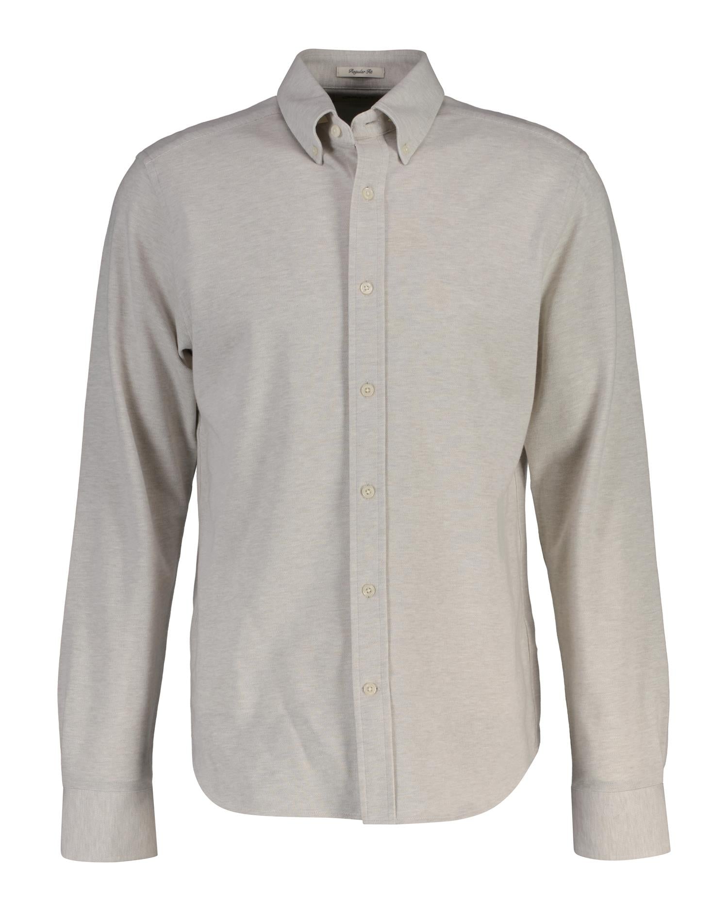 Reg Jersey Pique Stretch Shirt Light Beige Melange