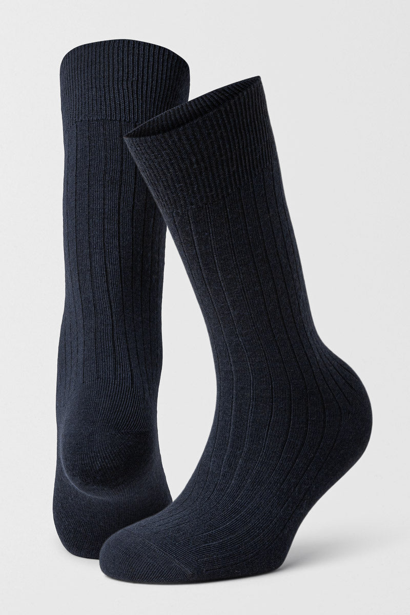 2pk Calle Premium Mercerized Wool Rib Dark Blue