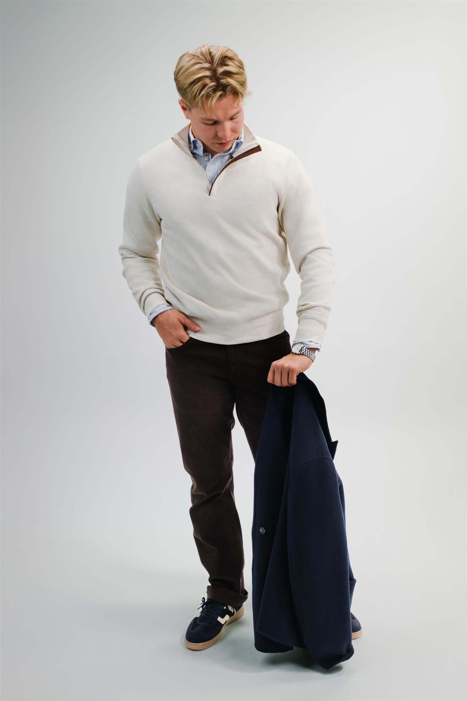 Sacker Rib Half Zip Cream