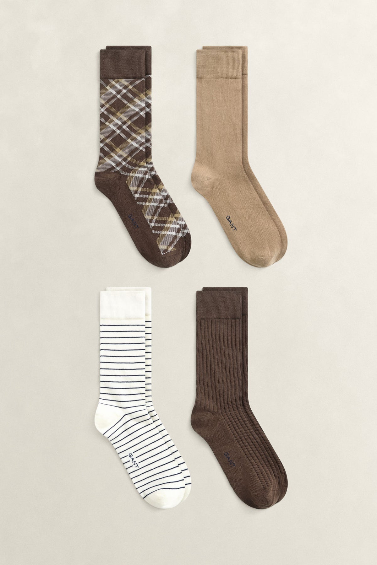 Checked Socks 4-Pack Gift Box Shadow Brown