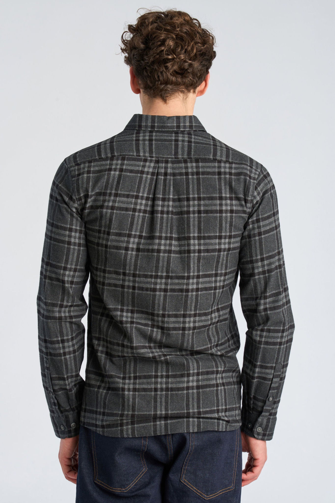 Brushed Check Shirt L/s Dk Grey Mel