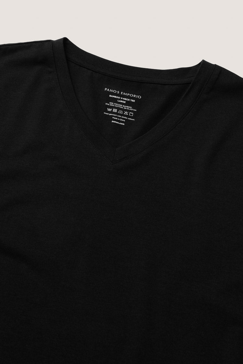 Bamboo/cotton V-Neck Tee Black