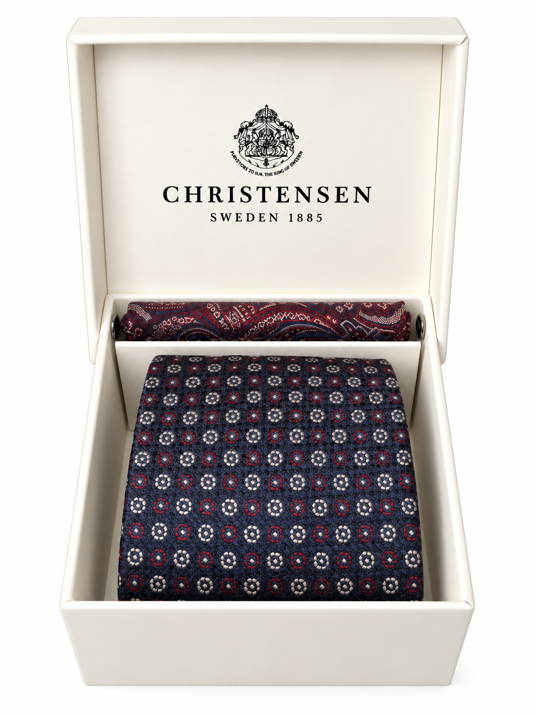 Tie & Pocket Square Box Set Navy/Burgunder