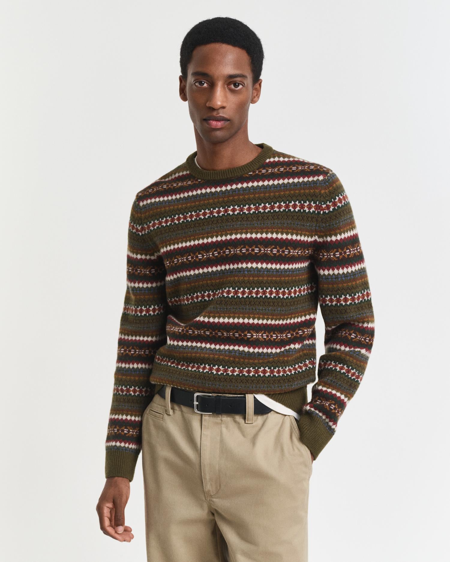 Fair Isle C-Neck Country Green