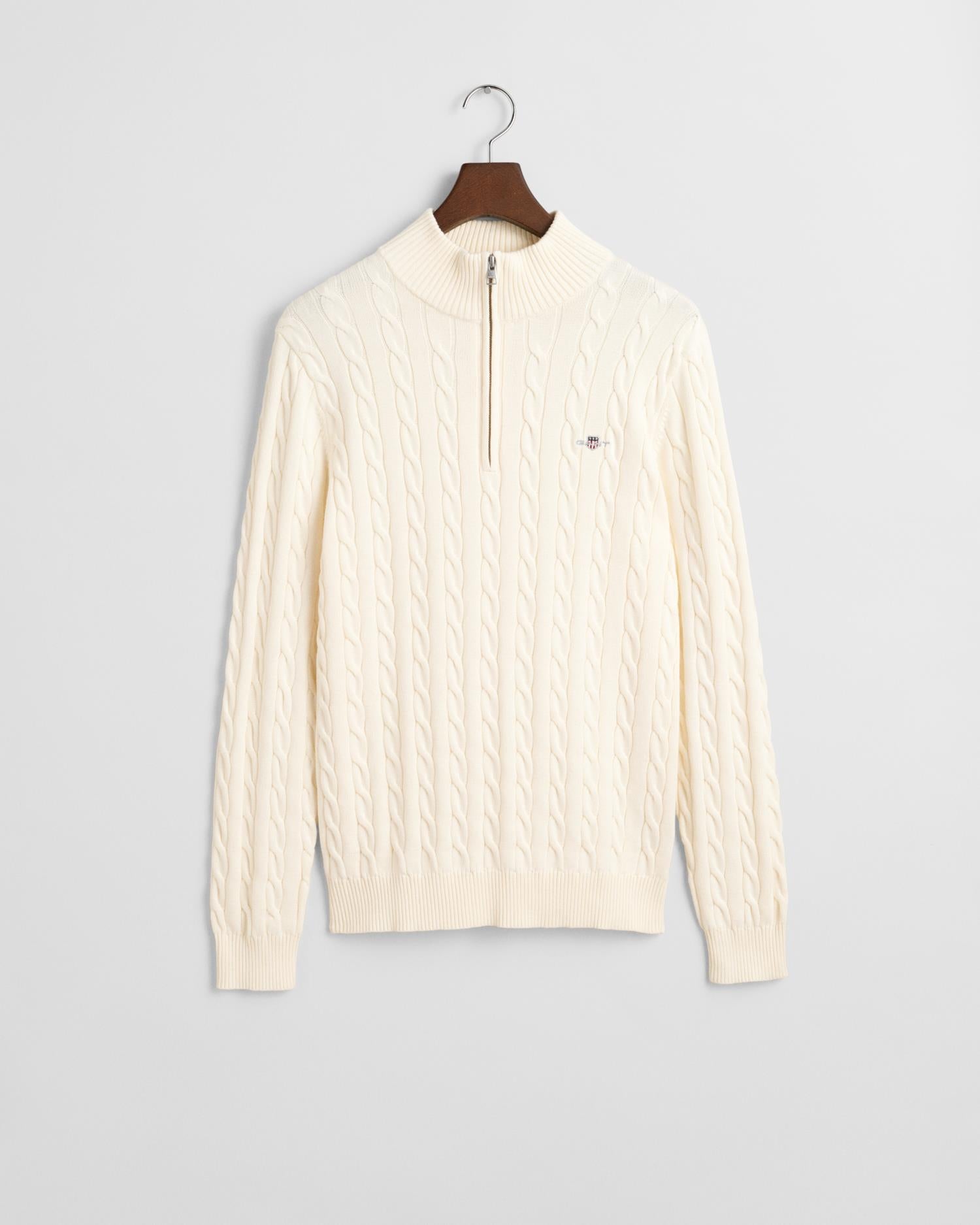 Cotton Cable Half Zip Cream