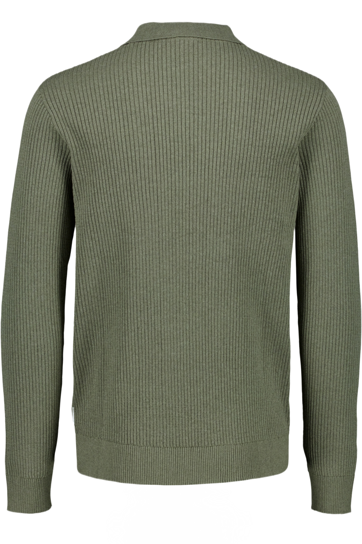 Ribbed L/s V-Neck Polo Army