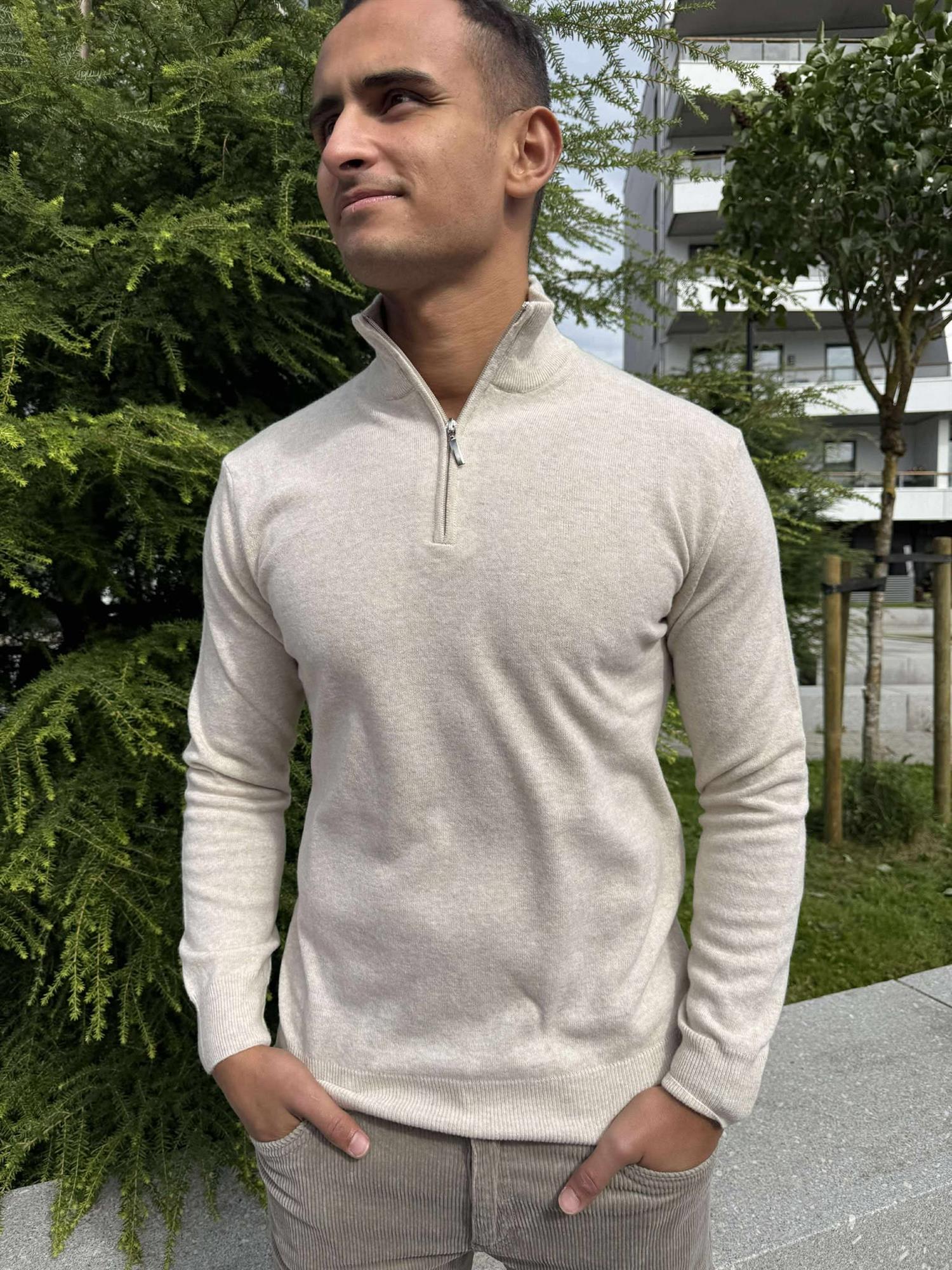 Stefano 1/2 Zip Natur