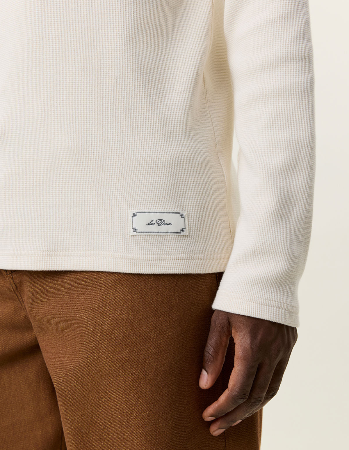 Label Waffle Ls T-Shirt Ivory