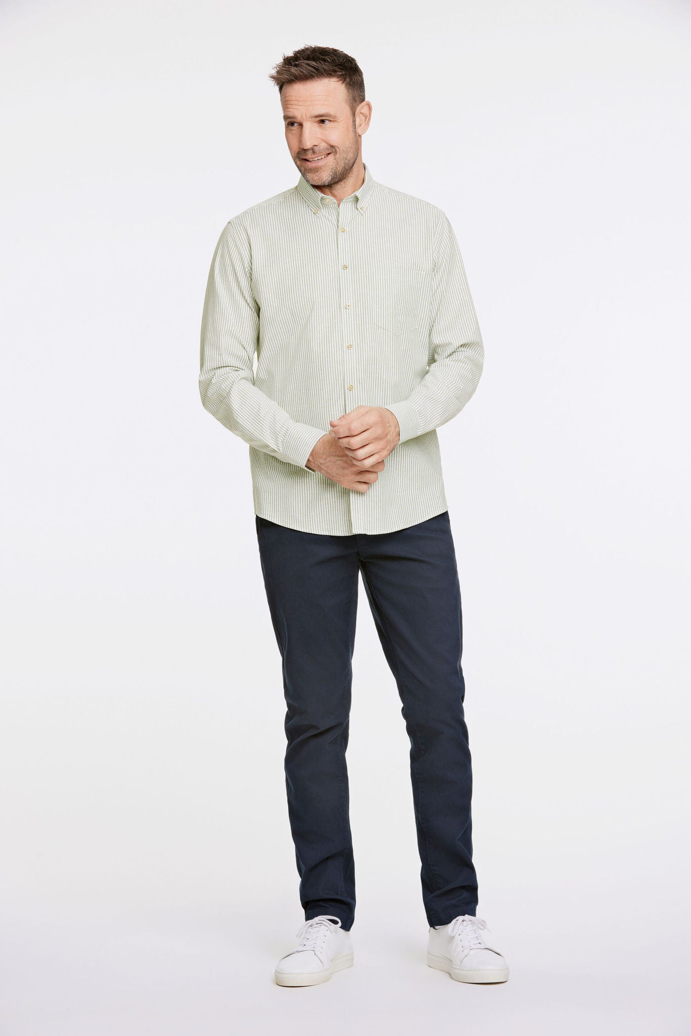 Striped superflex oxford L/S Lt Army