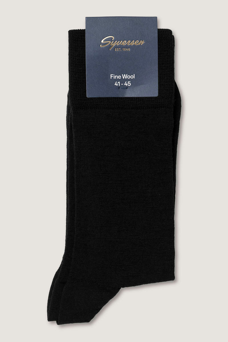 Fine Wool Crew Sock Black