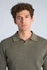 Ribbed L/s V-Neck Polo Army
