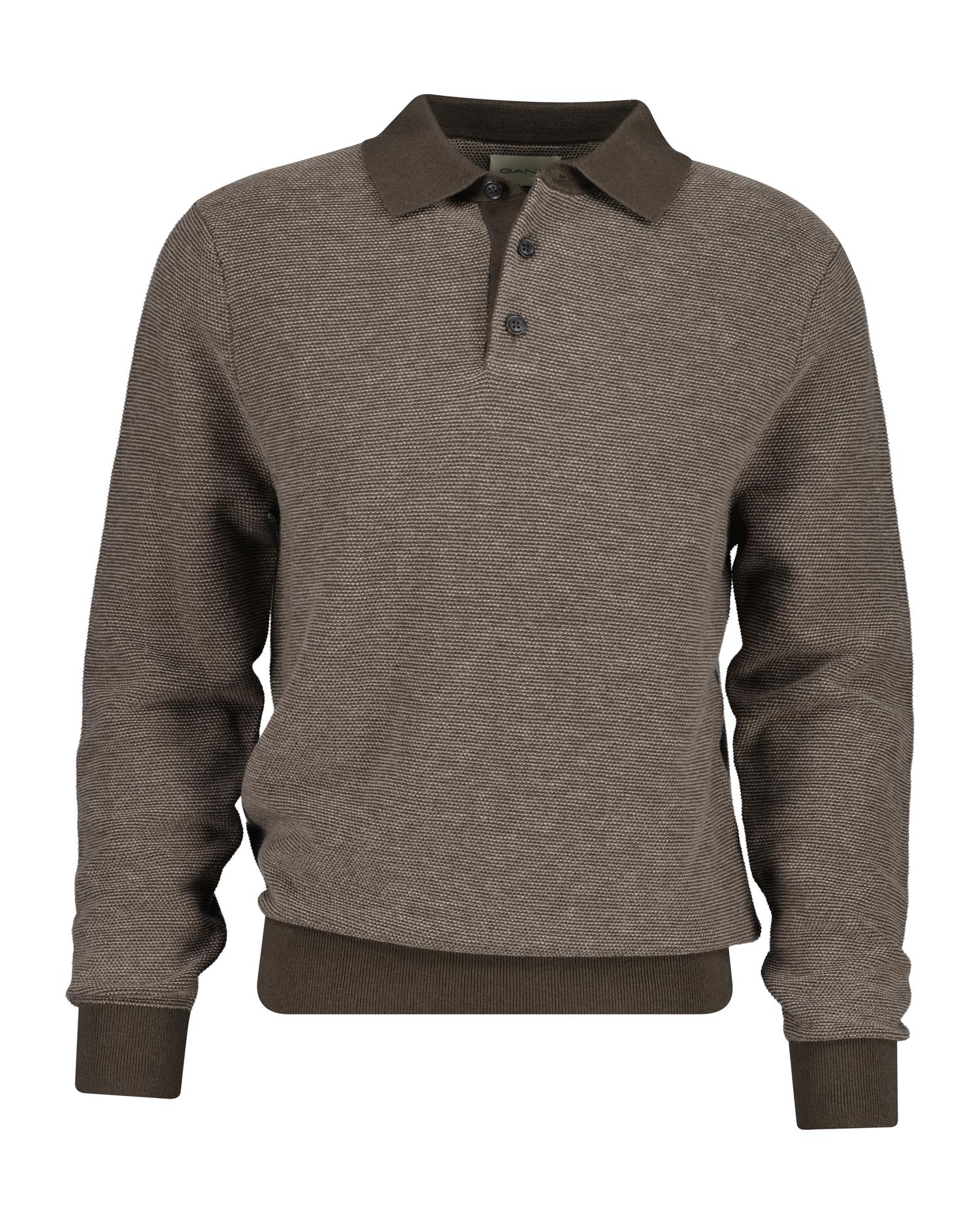 Cotton Wool 2-Tone Texture Polo Shadow Brown