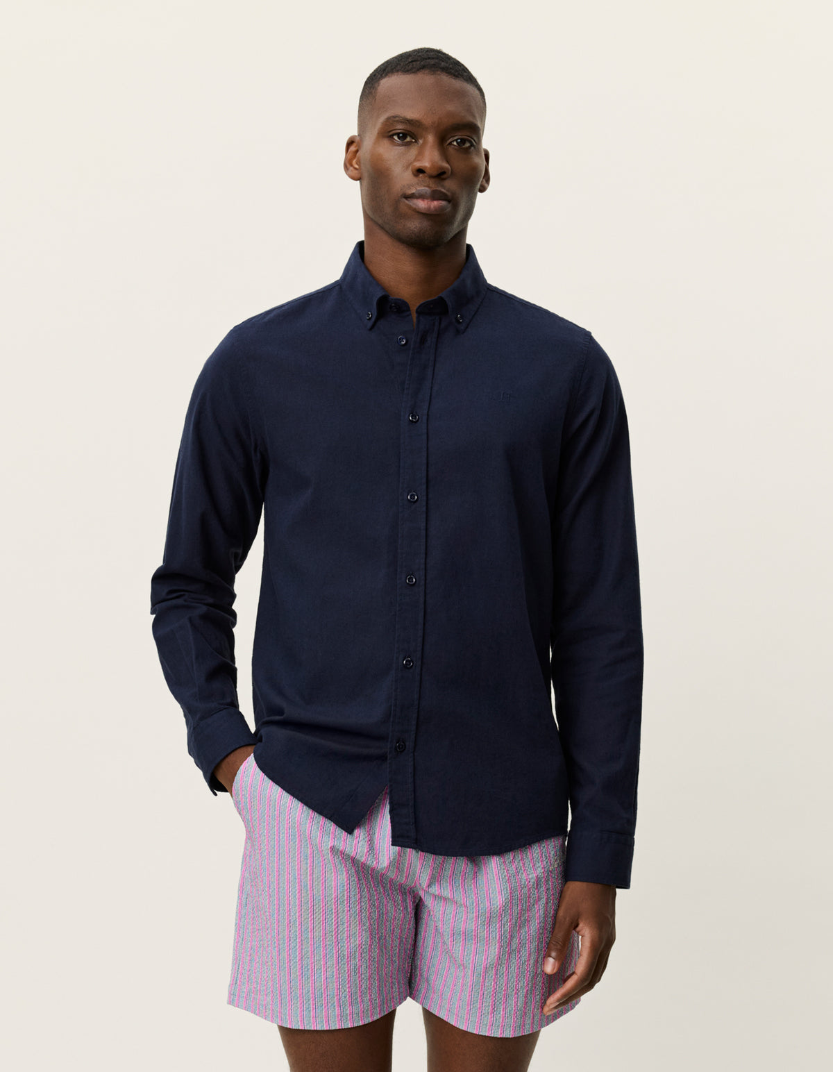 Konrad Cotton linen shirt Dark Navy