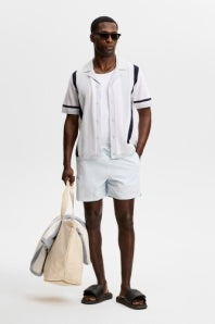 Remus Resort Collar Knit Polo Skywriting