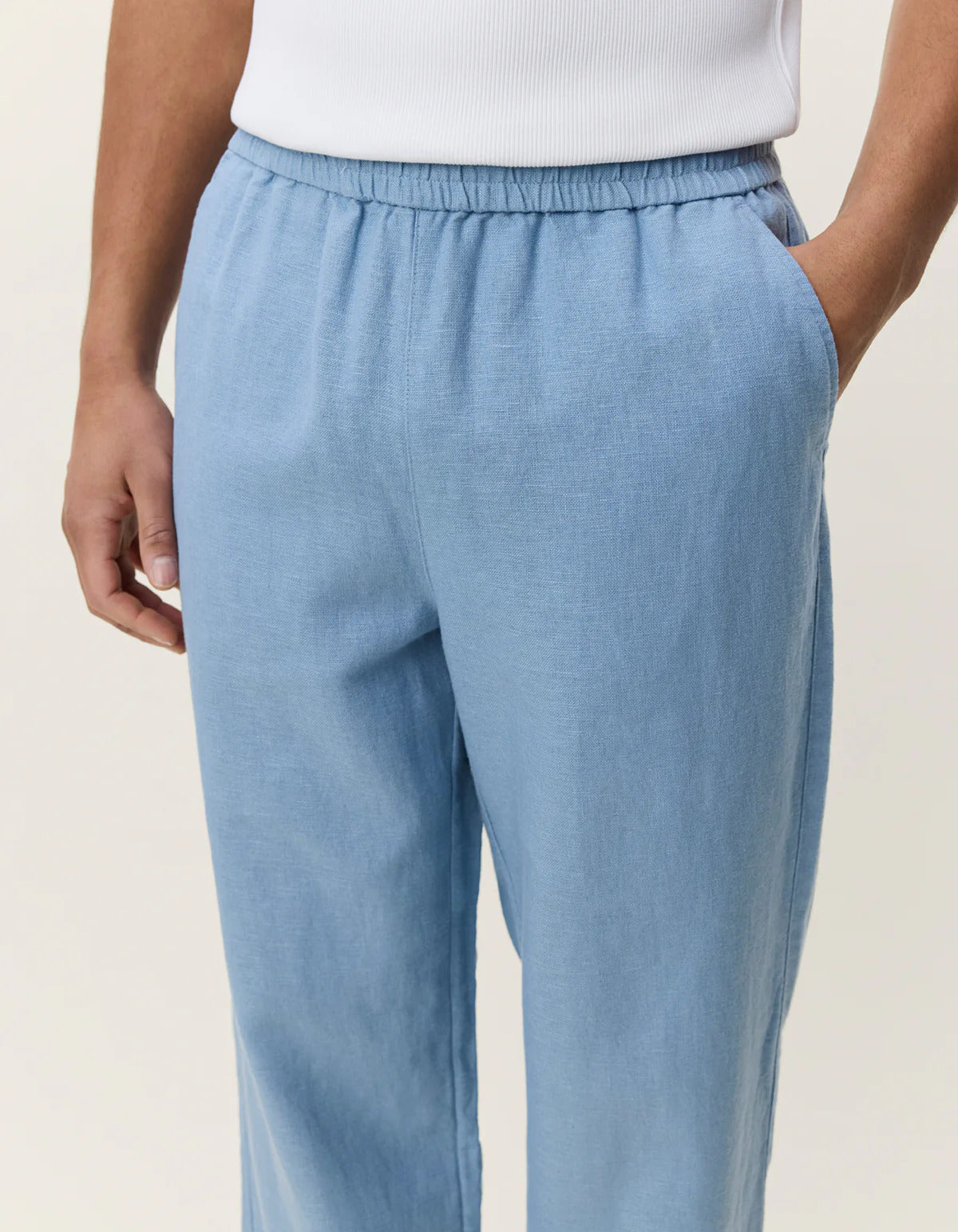 Linen casual pants Faded Denim Blue