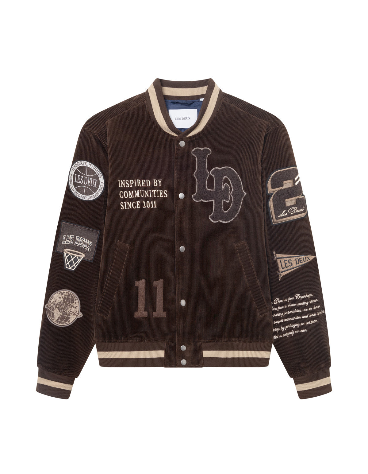 Corduroy Varsity Jacket Slate Brown