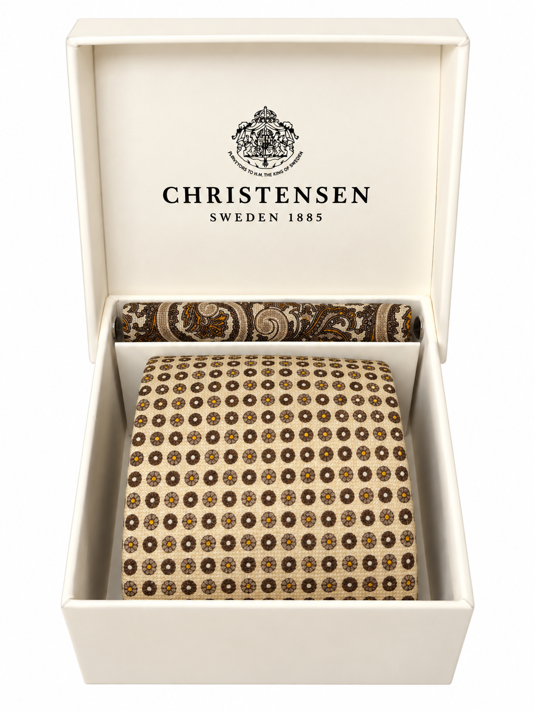 Tie & Pocket Square Box Set Off White/Brun