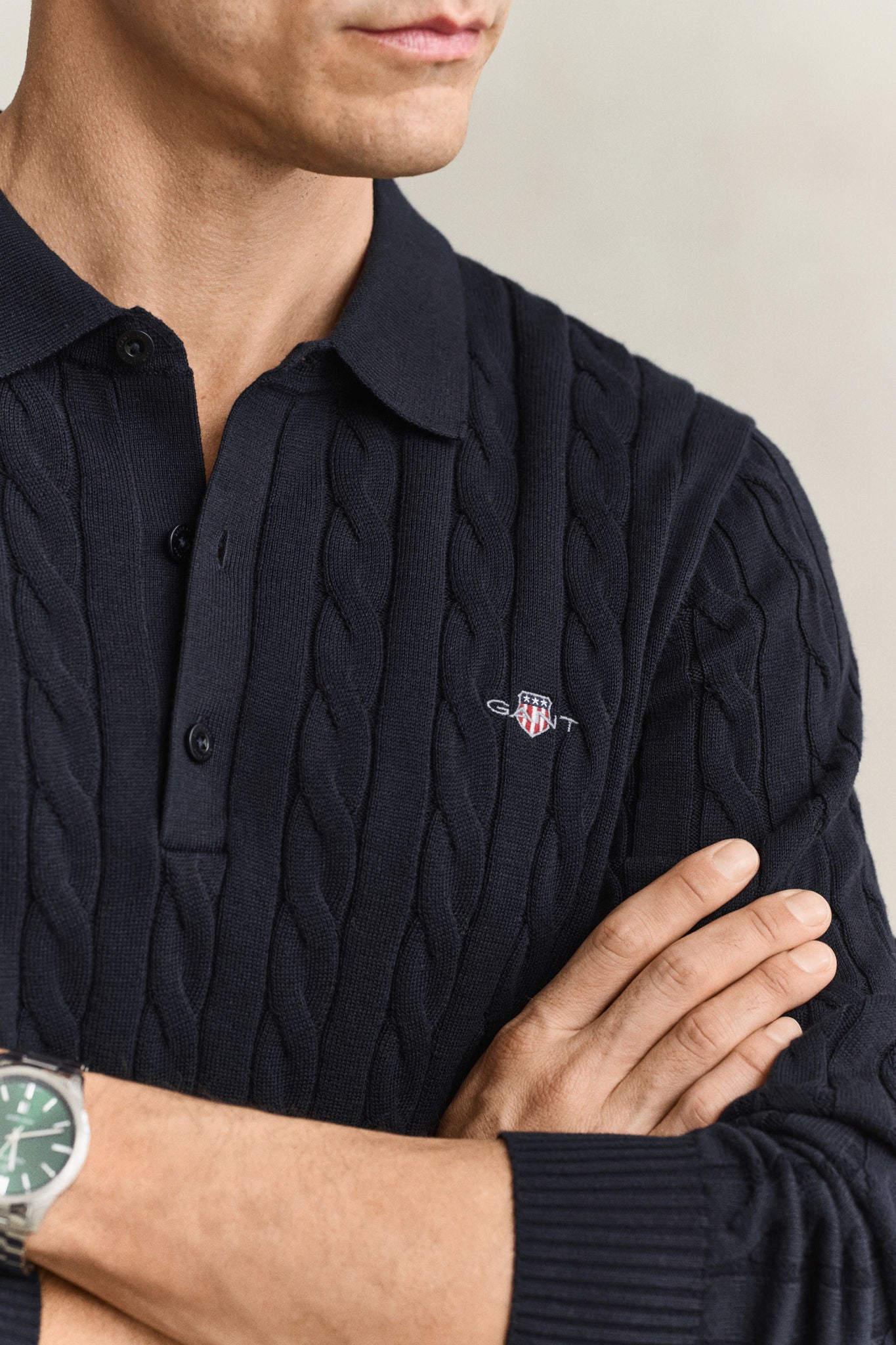 Classic Cable Knit Sweater Evening Blue